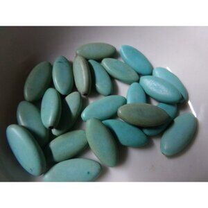 Light Turquoise Flat Oval Beads